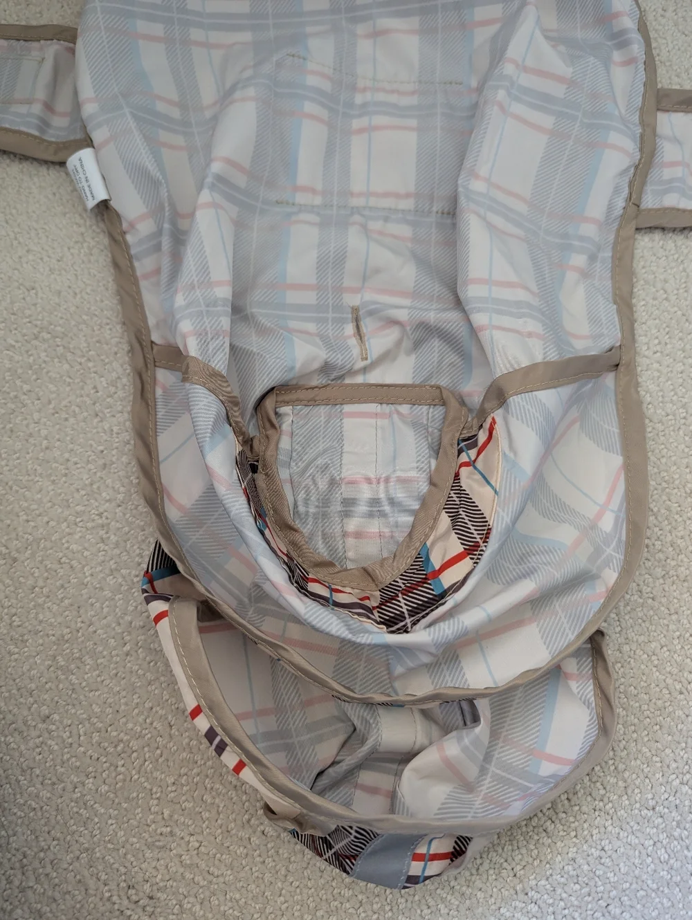 Plaid Velcro Rain Coat with Reflective Accents For Small Dog